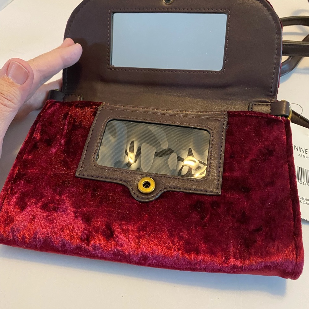 Nine West Rich Red/Burgundy Velvet Crossbody Bag NWT - Picture 7 of 12